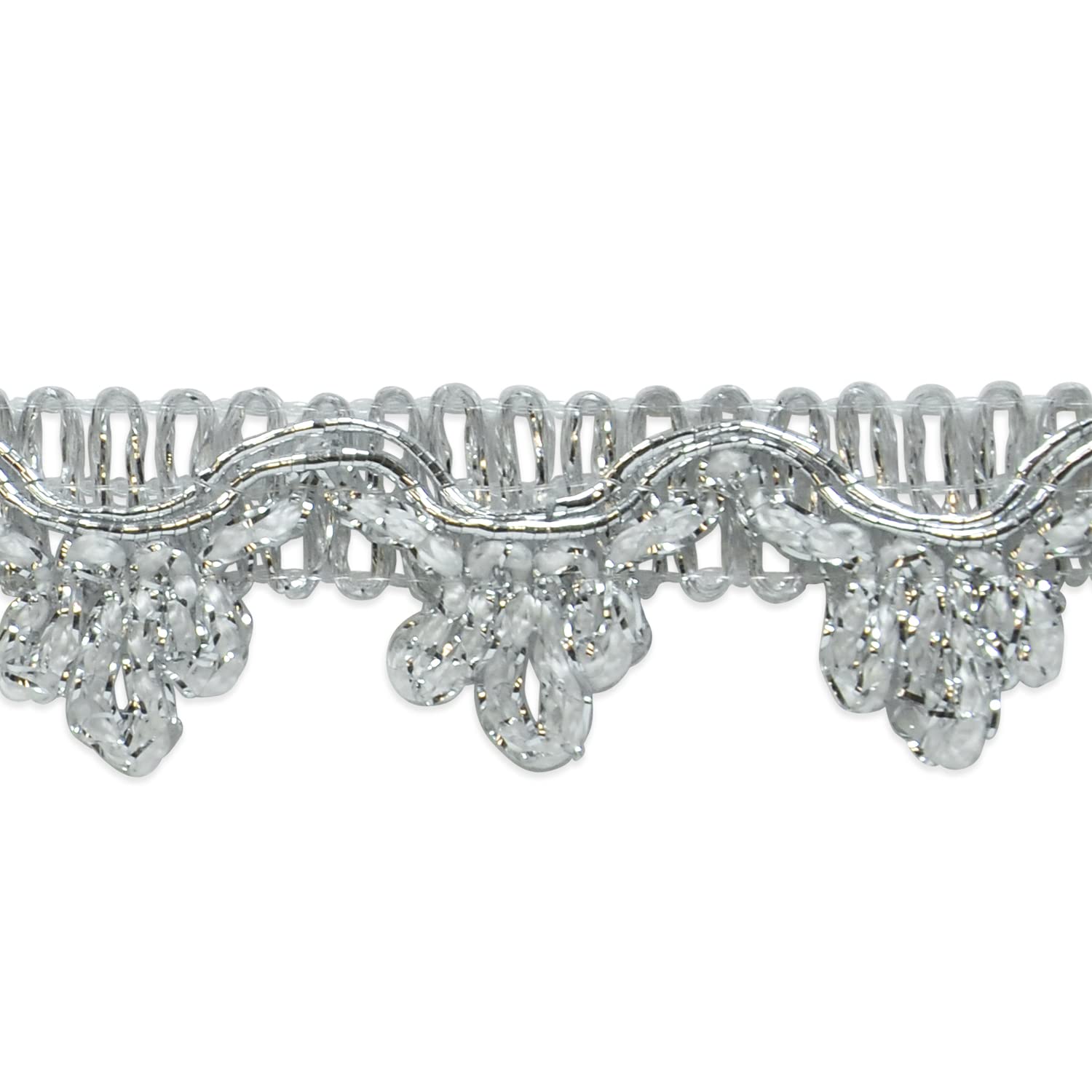 Expo International Trims by the Yard Delicia Decorated Gimp Metallic Silver | (10 Yard Cut) Trim, 10 yd