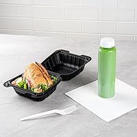 Vista 4 de Restaurantware Thermo Tek - Recipientes para llevar rellenos de minerales de 6 x 6 x 3 pulgadas, 100 recipientes duraderos para llevar, contenedores