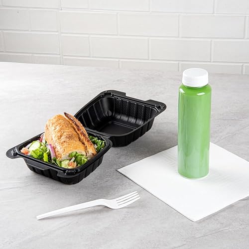 Miniatura 4 de Restaurantware Thermo Tek - Recipientes para llevar rellenos de minerales de 6 x 6 x 3 pulgadas, 100 recipientes duraderos para llevar, contenedores