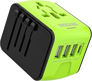 Disgian Travel Adapter, Universal International Power Adapter with 3USB Port And Type-C International Wall Charger Worldwi...