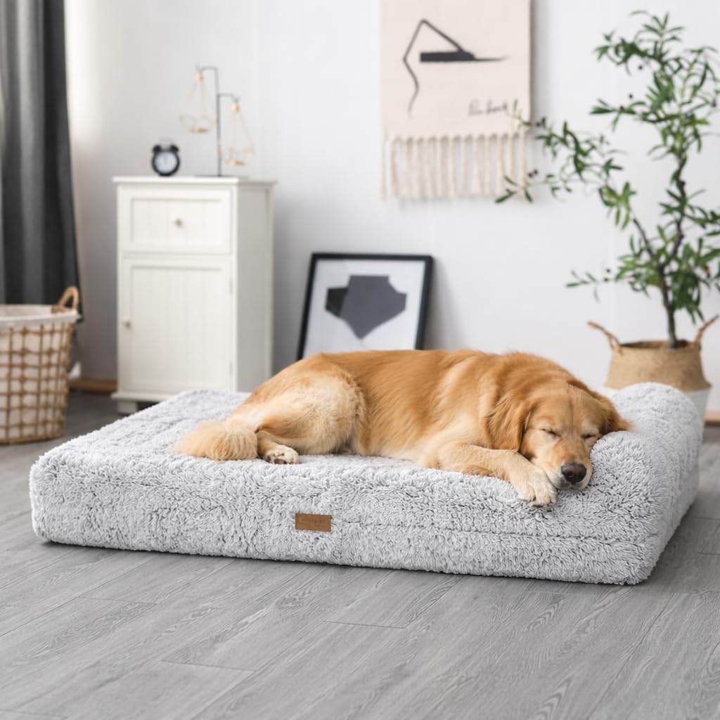 Amazon | ジャンボ 整形外科犬用ベッド - 厚さ7インチ 低反発素材