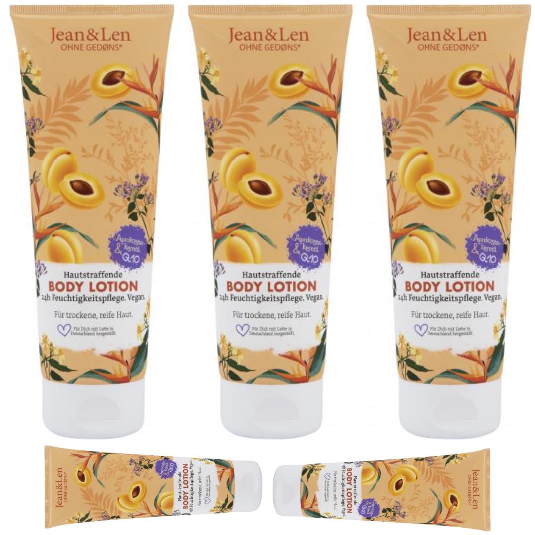 Hautstraffende Bodylotion Aprikosenkernöl & Q10 Duschgel Körpercreme 250 Mililiter x 5 Stück