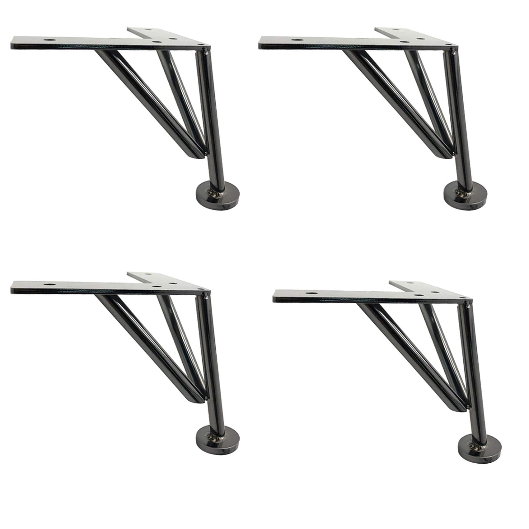Generico Set di 4 Gambe per Mobili in Metallo Gambe per Tavoli in Ferro per Armadi Supporti TV Comodini Divani Mobili di Ricambio con Viti Protezioni per Piedi Nere (100 Mm)