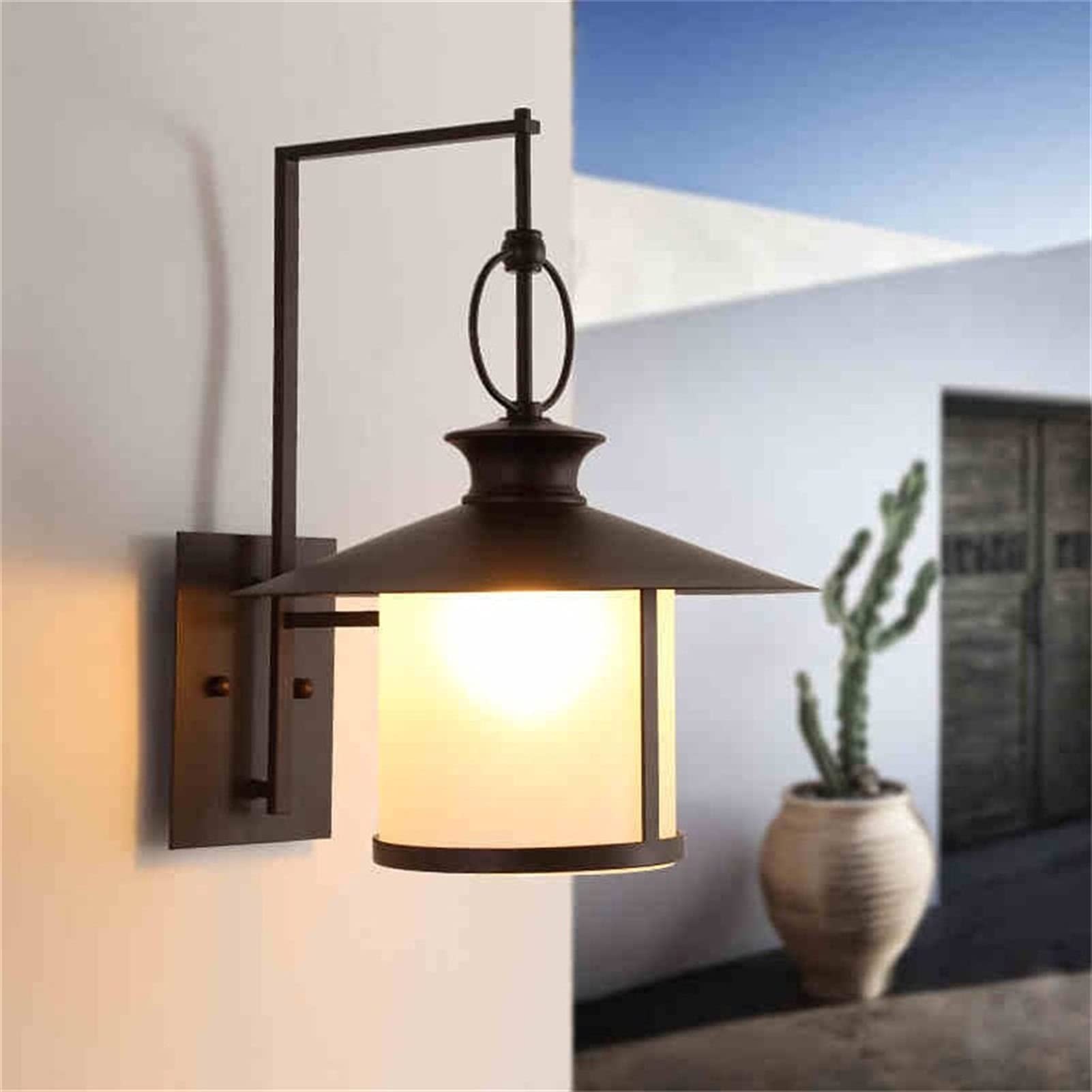 Applique Murale européenne rétro en métal antirouille, Style Vintage, Noire, étanche, luminaire d'extérieur en Verre Edison E27, Compatible avec terrasse, Jardin, Balcon, etc.