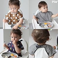 Vista 5 de Short Sleeve Waterproof Bib for Toddlers Easy Clean Feeding Apron for Mealtime, Daycare, Self-Feeding, Lightweight