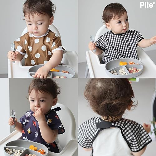 Miniatura 5 de Short Sleeve Waterproof Bib for Toddlers Easy Clean Feeding Apron for Mealtime, Daycare, Self-Feeding, Lightweight