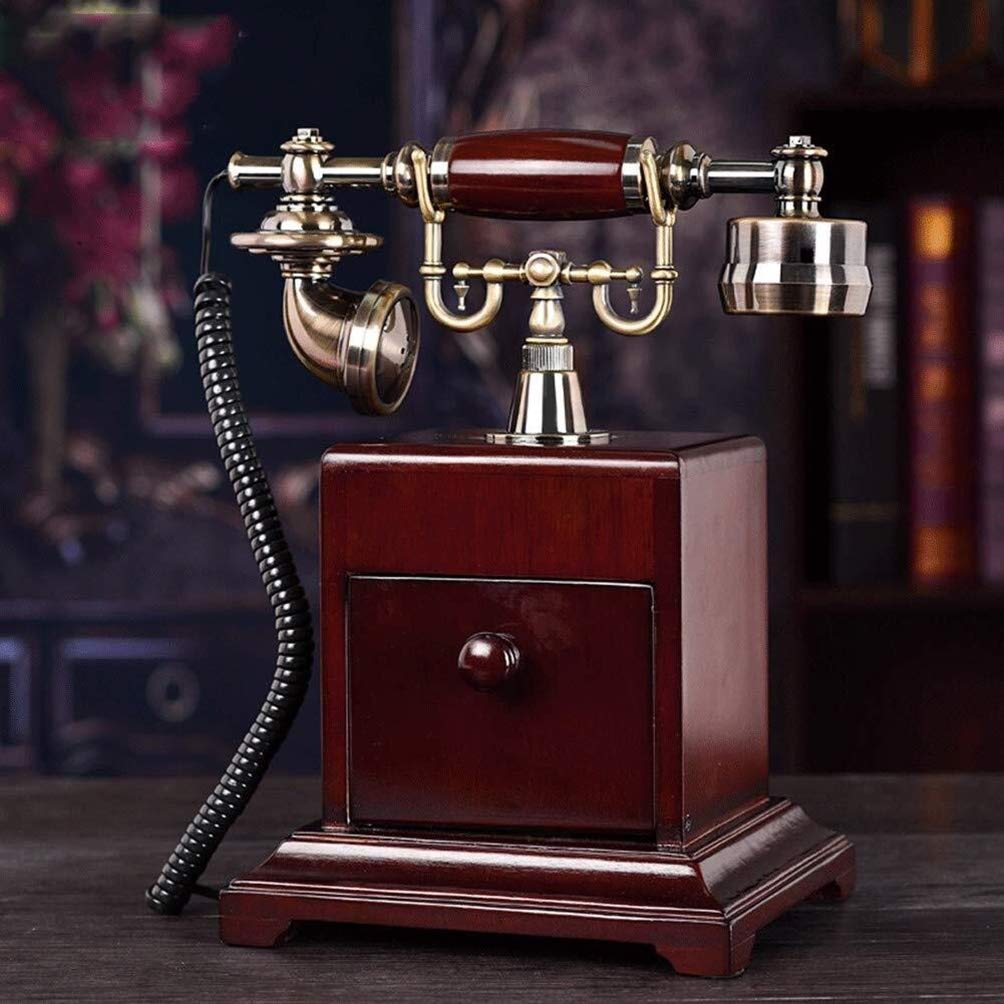 Amerykańskie antyczne staromodne telefony, lite drewno, dzwonki mechaniczne, bez użycia rąk, europejskie, wiejskie, retro, domowe, stacjonarne, biurowe, telefon stacjonarny