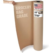 Natural Brown Kraft Packing Paper Roll, 48" x 5700" 475 feet, 75 Lb Extra Heavy-Duty Grocery Bag Grade Made in USA Large Size Roll of Brown Wrapping Paper, 3-inch Core for Packaging, Shipping
