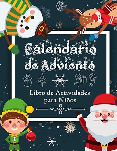 Calendario de Adviento Libro de Actividades para Niños Cuenta Atrás para la Navidad Libro para Niños Páginas para Colorear, Laberintos, ... Sudokus