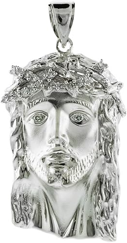 Colgante de plata de ley 925 con circonita cúbica acentuada de Jesús