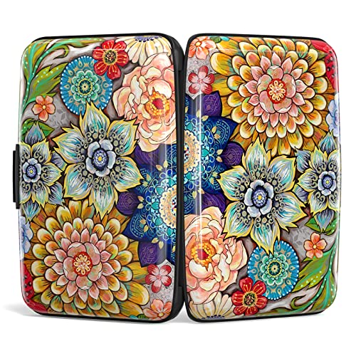 Hsxnam Credit Card Holder For Women, Small Rfid Metal Credit Cards Wallets Cute Business Card Holder Pocket Id Case, Mandala Flower #TOP3
