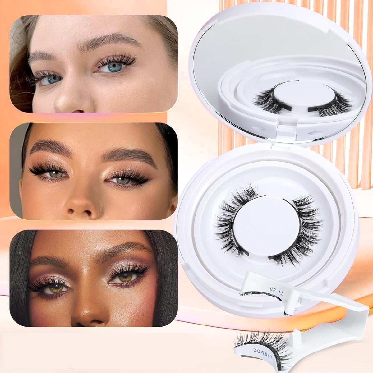 VEPROIX Magnetic Eyelashes Without Eyeliner, Natural Reusable Lashes with Applicator, No Glue Needed, 1 Pair 3