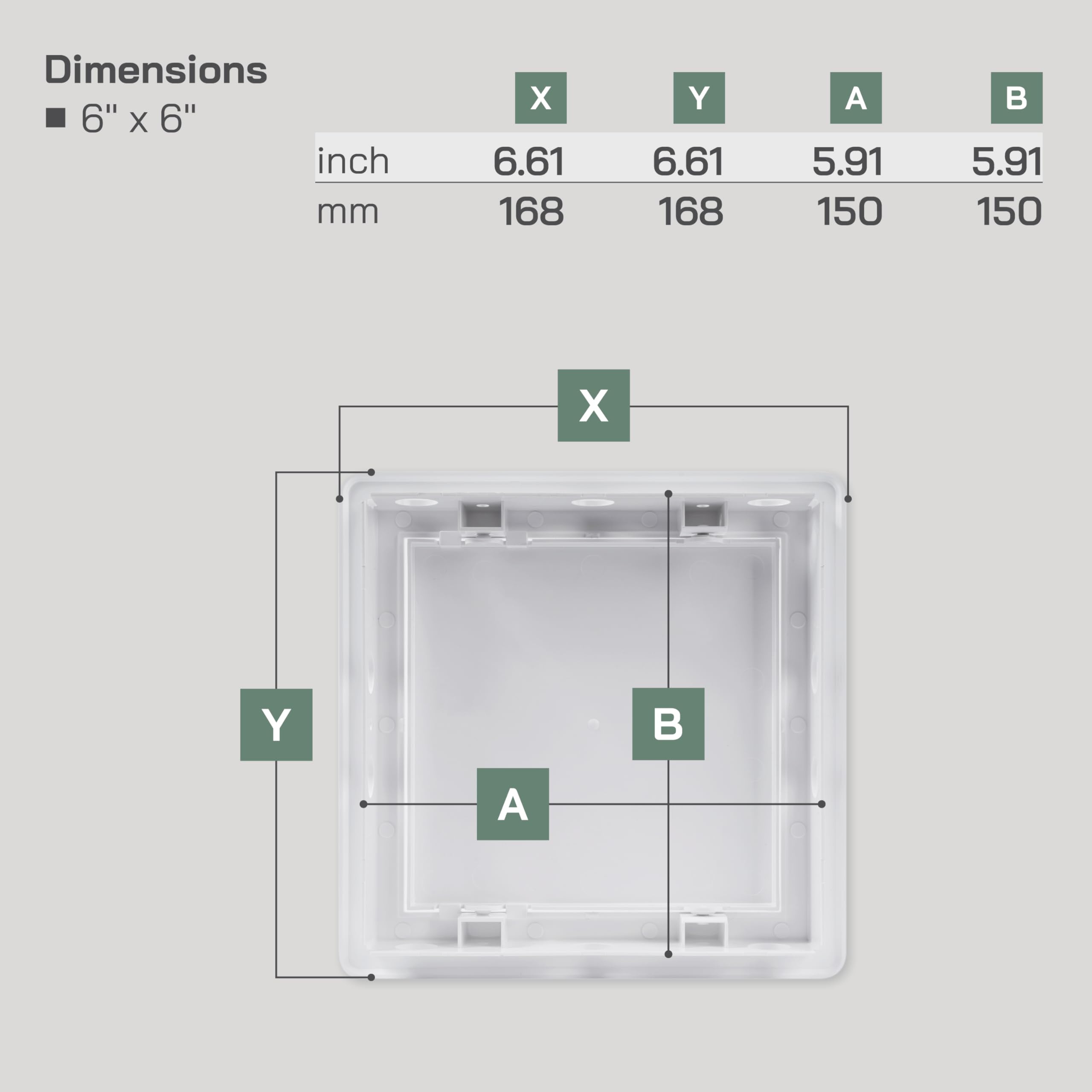Vent Systems 6 x 6 Inch / 150 x 150 mm (Cut-Out) Access Panel, Easy Access Doors, ABS Plastic - Image 3
