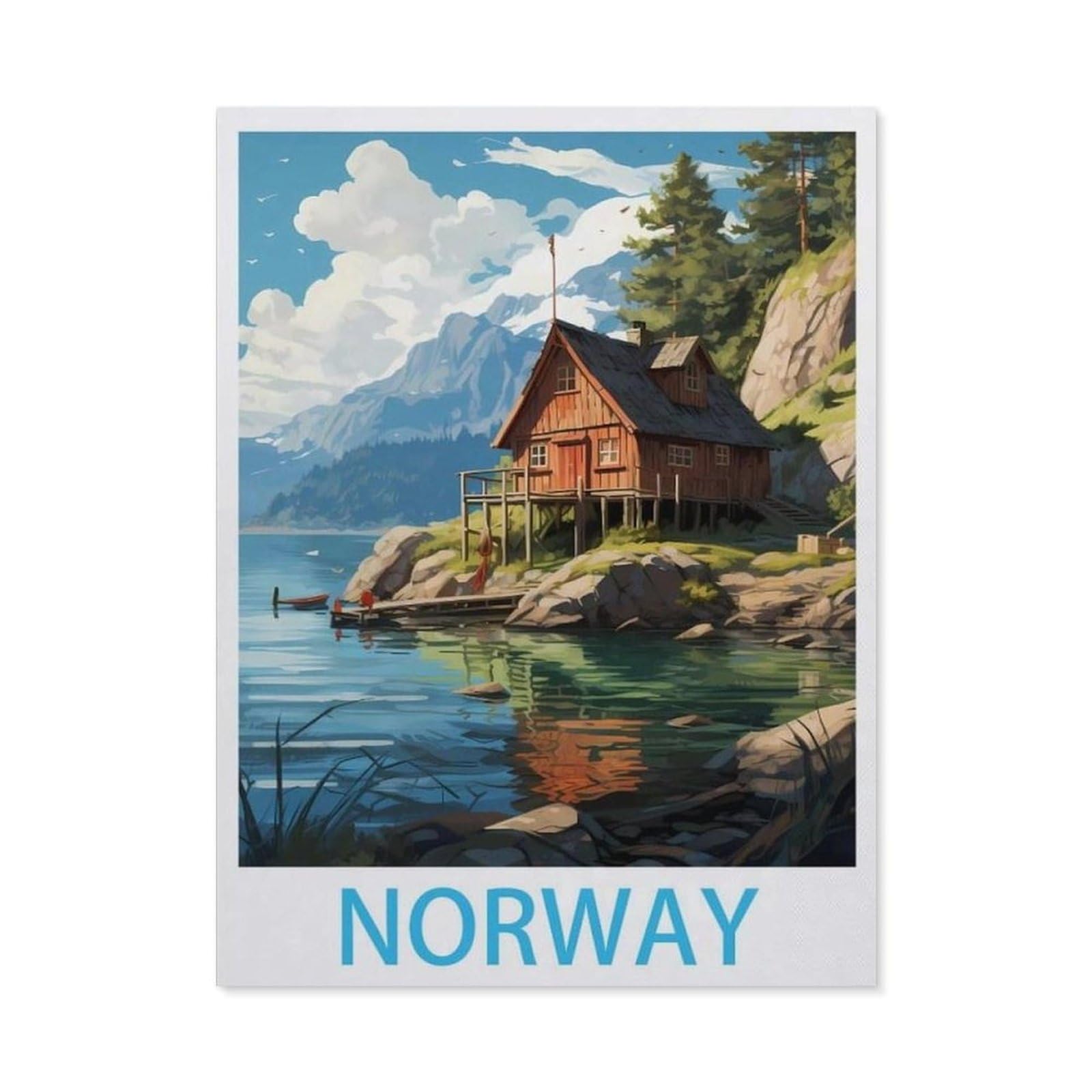 BEAYODKP 5D Diamond Painting Set for Adults and Children，Norway Vintage Travel Posters，DIY Diamond Crystal Rhinestone Embroidery Painting（40 x 50 cm/15.74 x 19.68 inches）-BY84