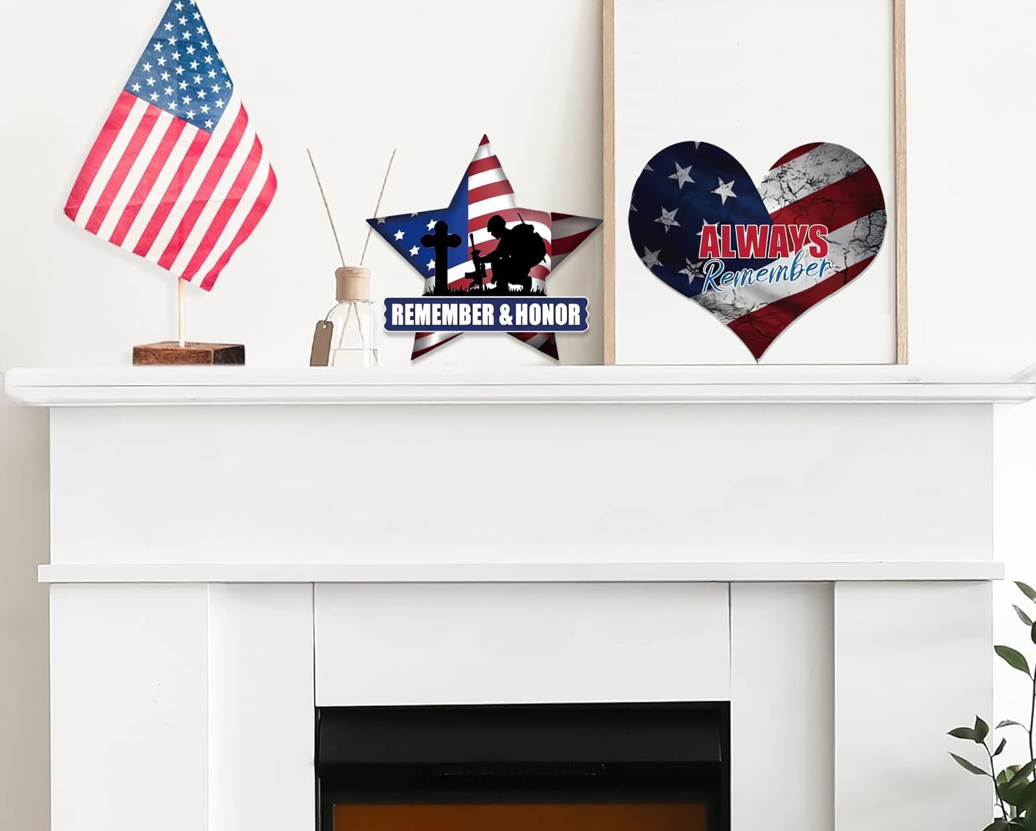 Garten-Schild „Always Remember Our Hero“ Für Gedenktag – 63 X 41 Cm, Mit Metallrahmen, Patriotische Dekoration