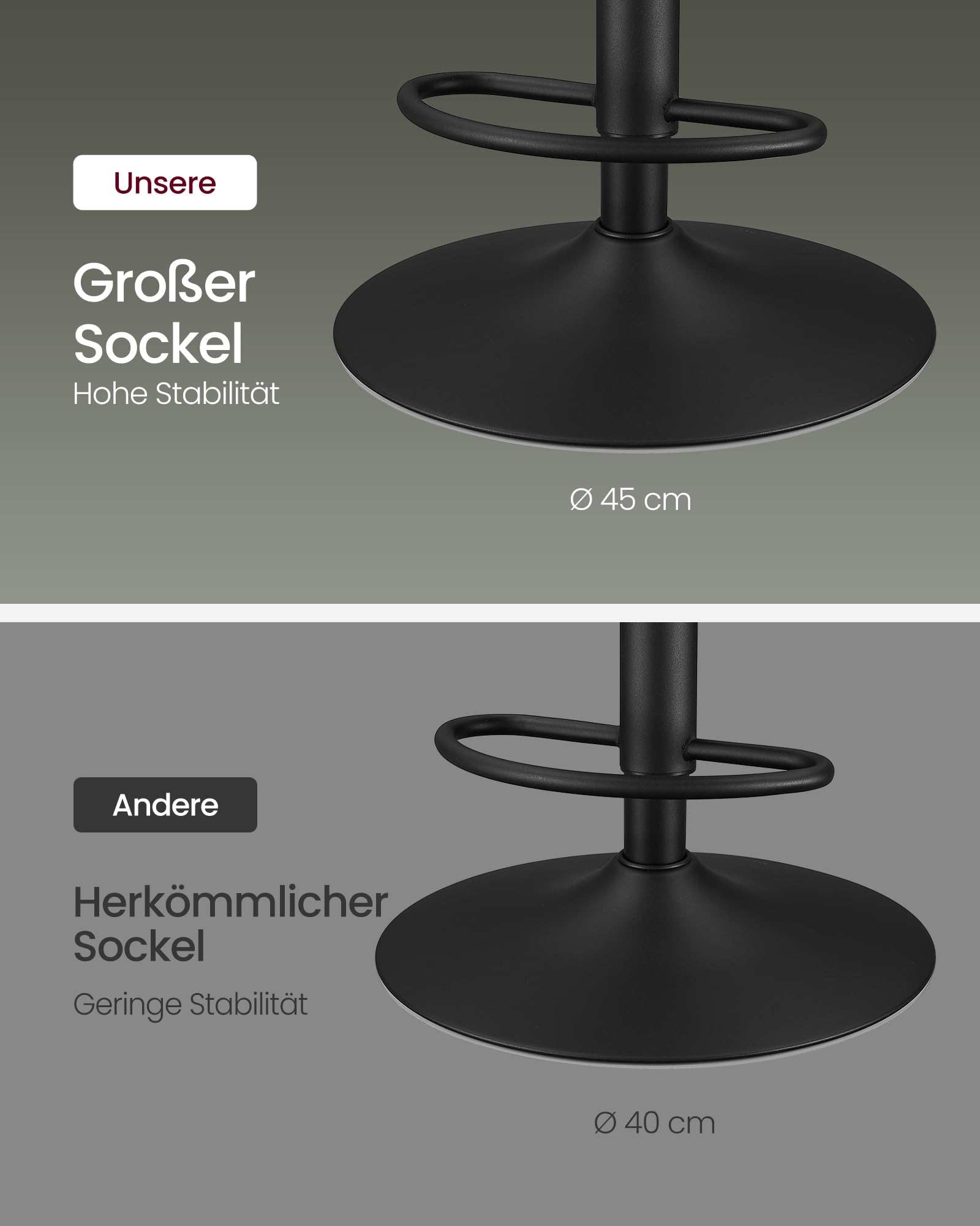 VASAGLE Barhocker 4er Set, Barstühle höhenverstellbar, drehbare Küchenhocker, gesteppter PU-Bezug, mit Rückenlehne und Fußstütze, Esszimmer, Theke, Stahl, waldgrün LJB295C01