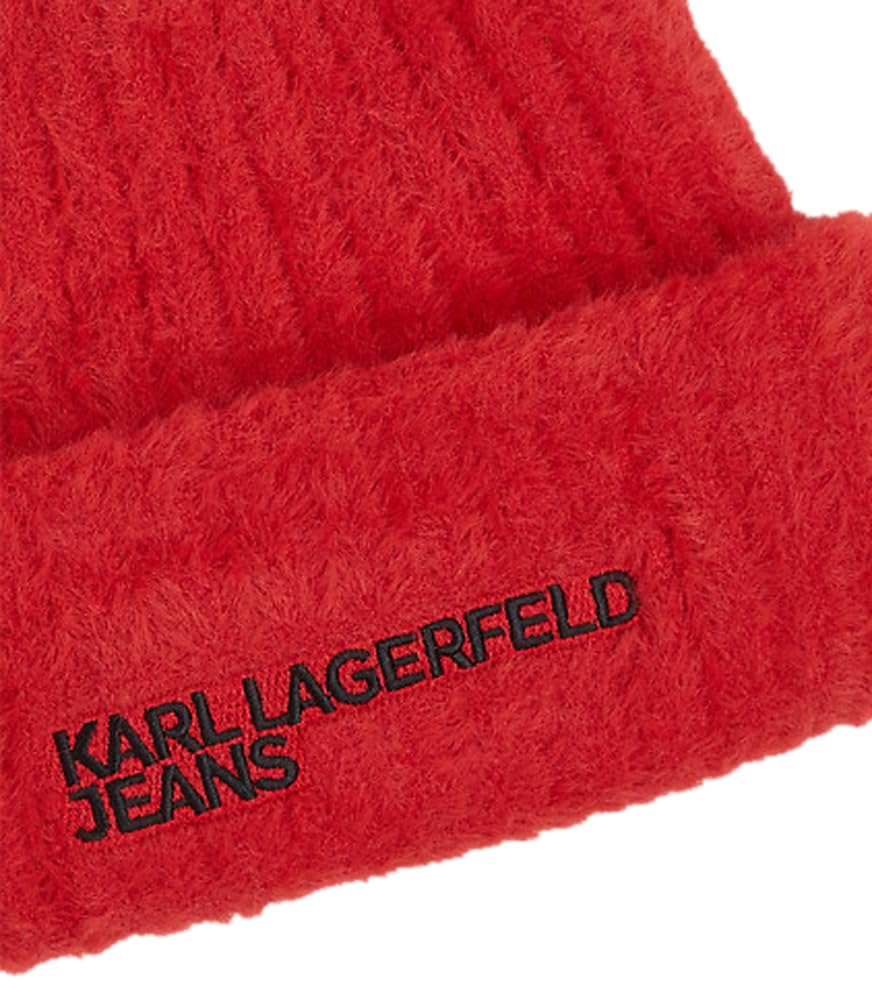 Karl Lagerfeld Jeans, Damskie, Czapka Z Logo Furry, Czerwony, One size