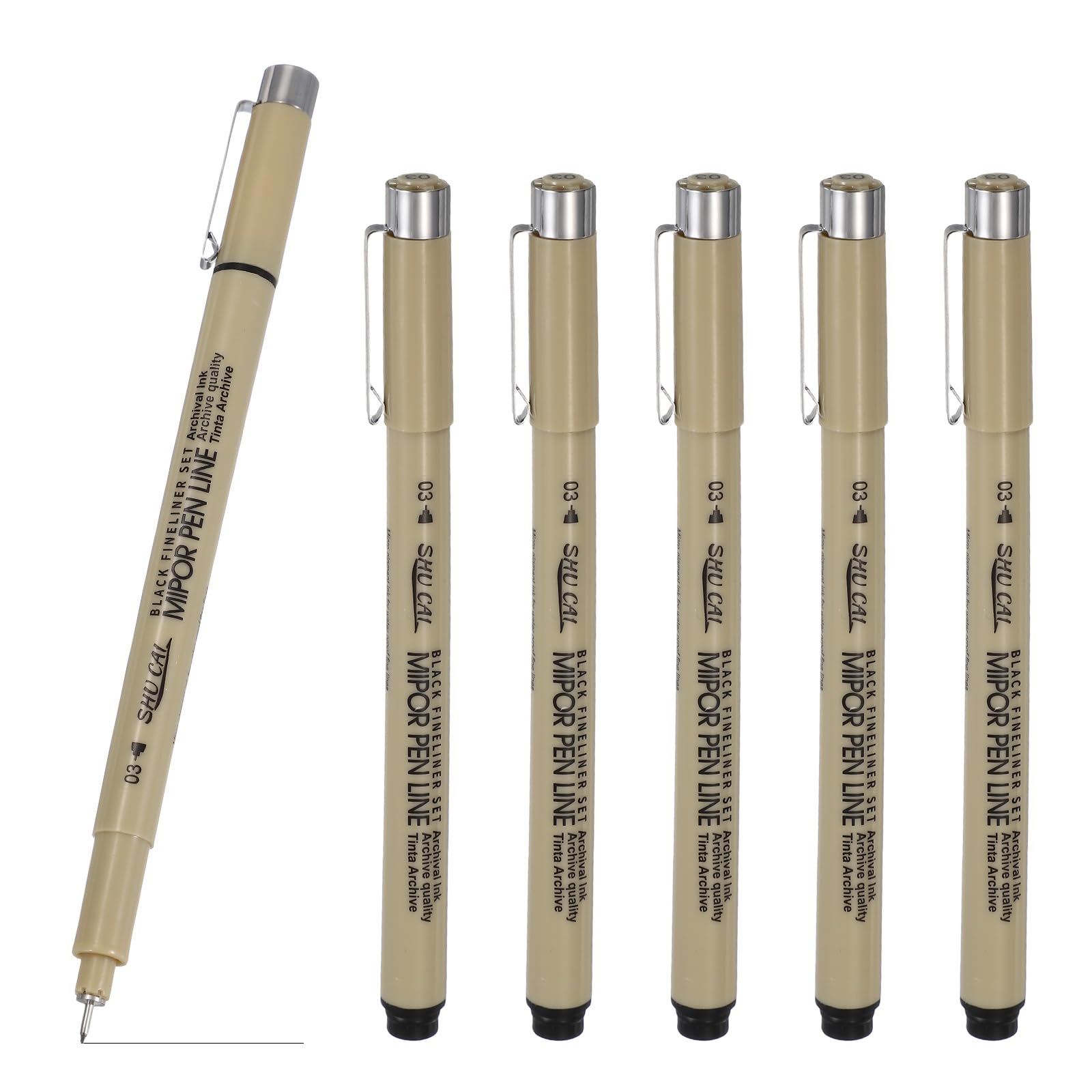 PATIKIL Fineliner Pens, 6 Pcs 03 0.35mm Fineliner Marker Black Waterproof Ink Archival Drawing Pens Art Supplies Set for Sketching Journaling Scrapbooking Artist Illustration