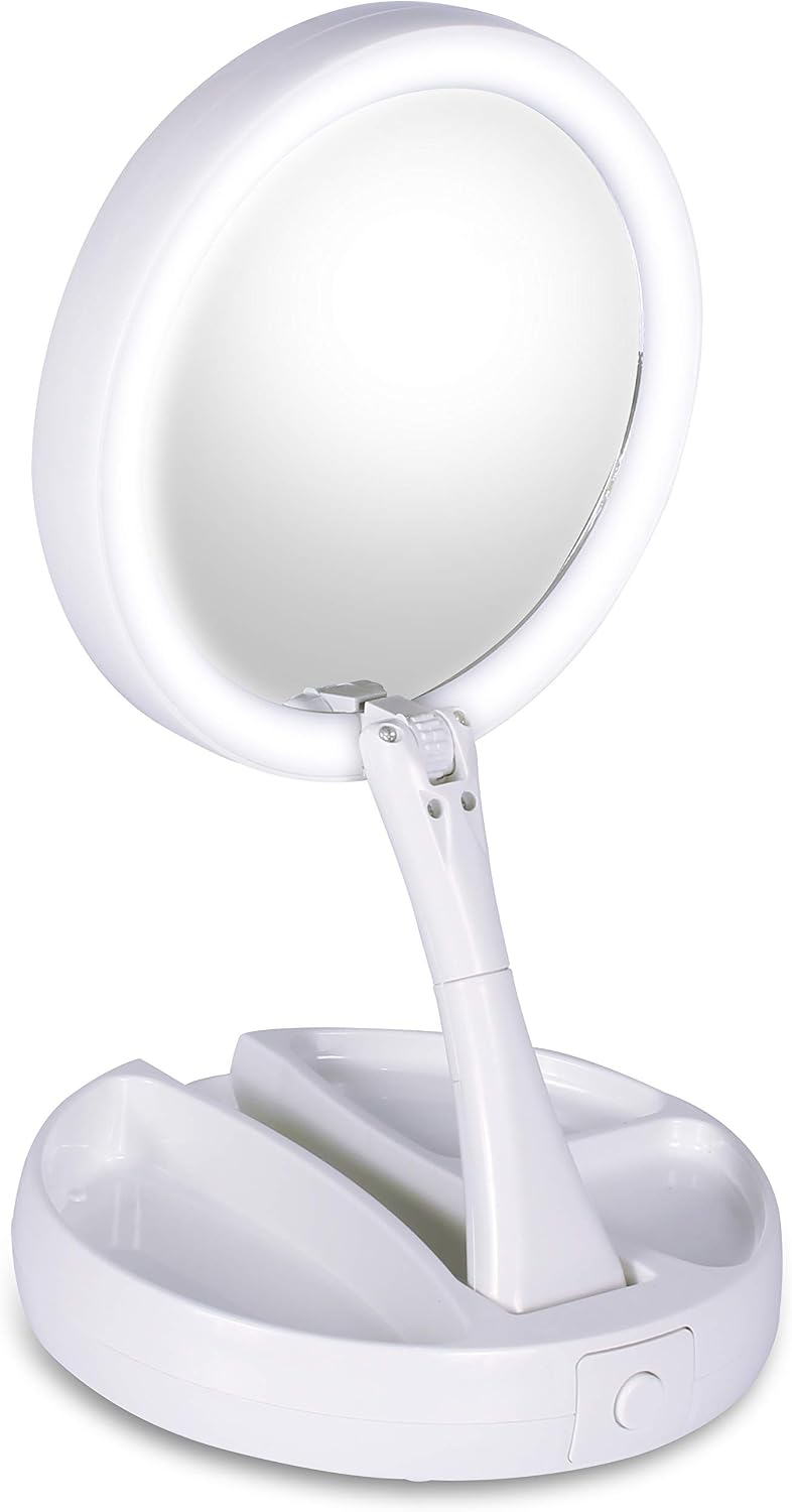 Espelho Facial de Camarim Led Articulável Com Aumento 10x para Maquiagem Barbear Portátil Espelho Facial de Camarim Led Articulável Com Aumento 10x para Maquiagem Barbear Portátil