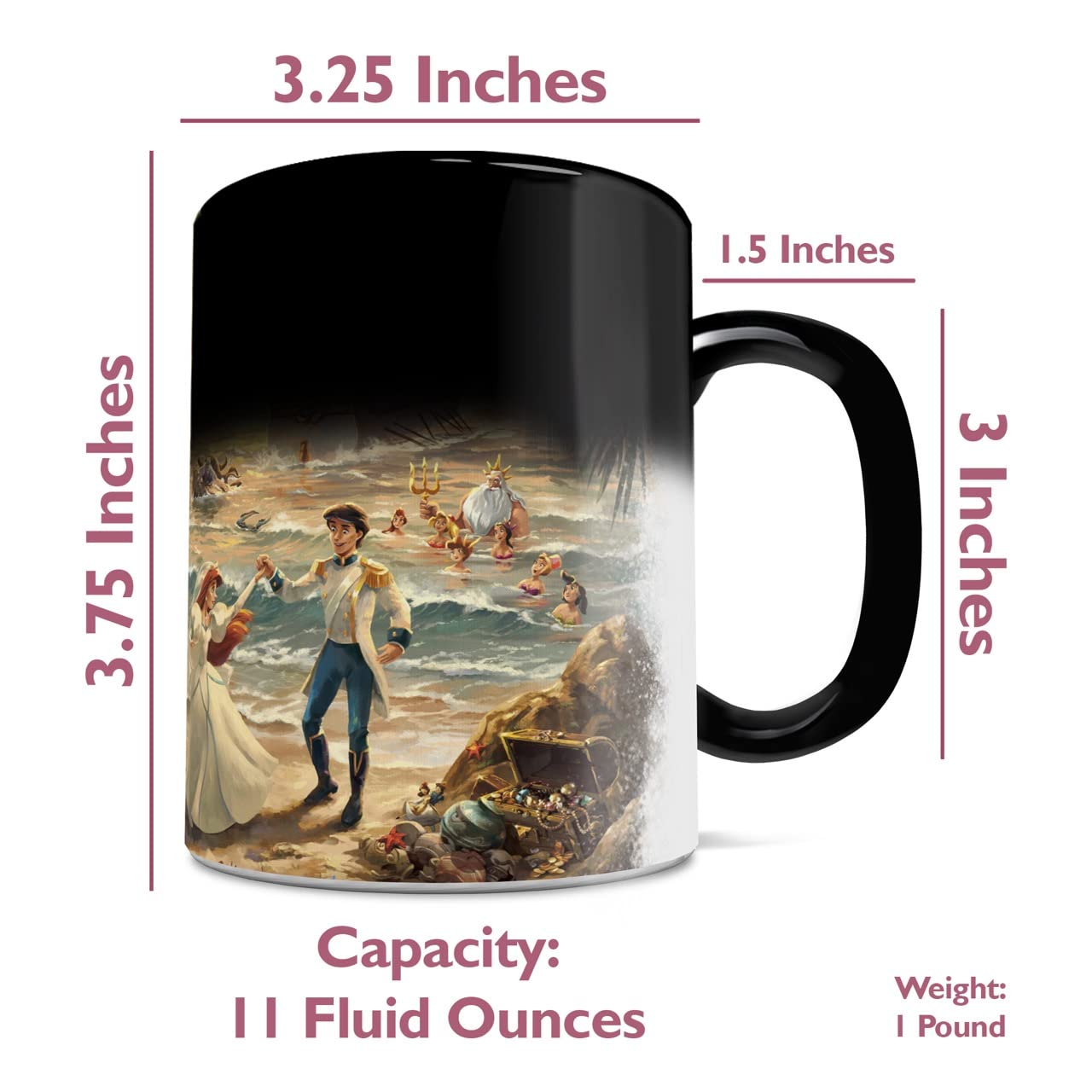Morphing Mugs Disney – La Sirenita – Celebration of Love – Una taza de cerámica que cambia de color de 325 ml – Imagen revelada cuando se añade líquido caliente