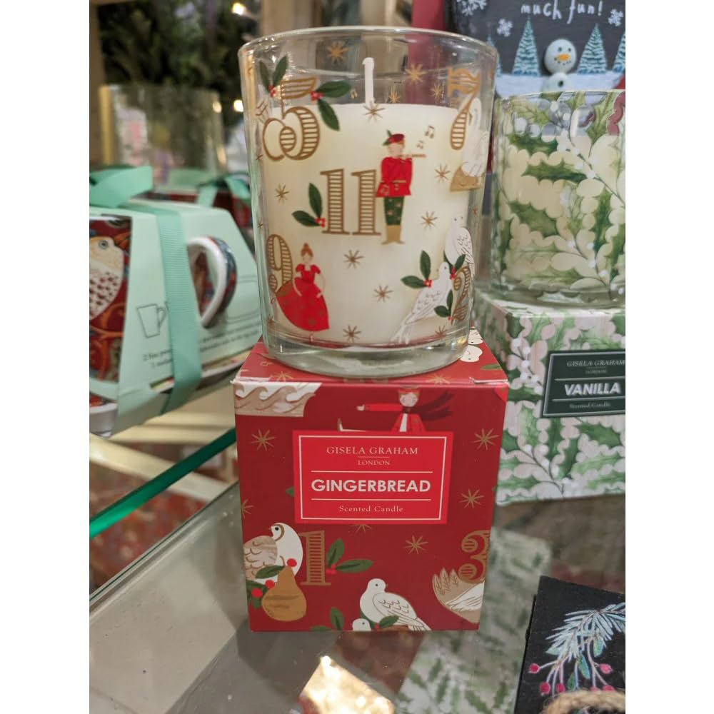 Gisela Graham 7cm Twelve Days of Christmas Gingerbread Scented Boxed Candle