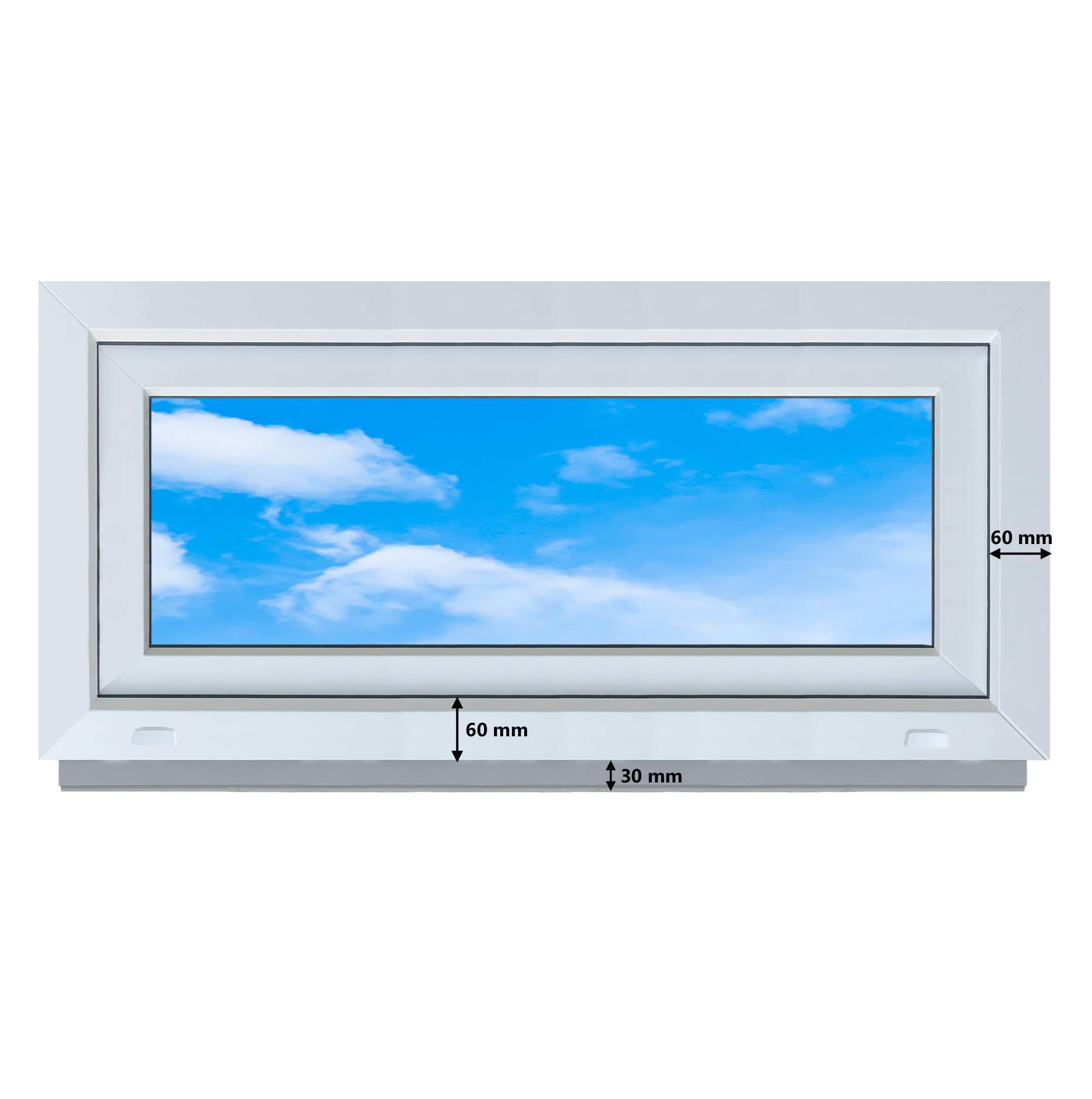LORAC | Okno z tworzywa sztucznego białe 1000 x 500 mm, 100 x 50 cm, uchylne, standardowe okna z 2-krotnym przeszkleniem, energooszczędne, do piwnicy z certyfikatem CE, idealne do pomieszczeń
