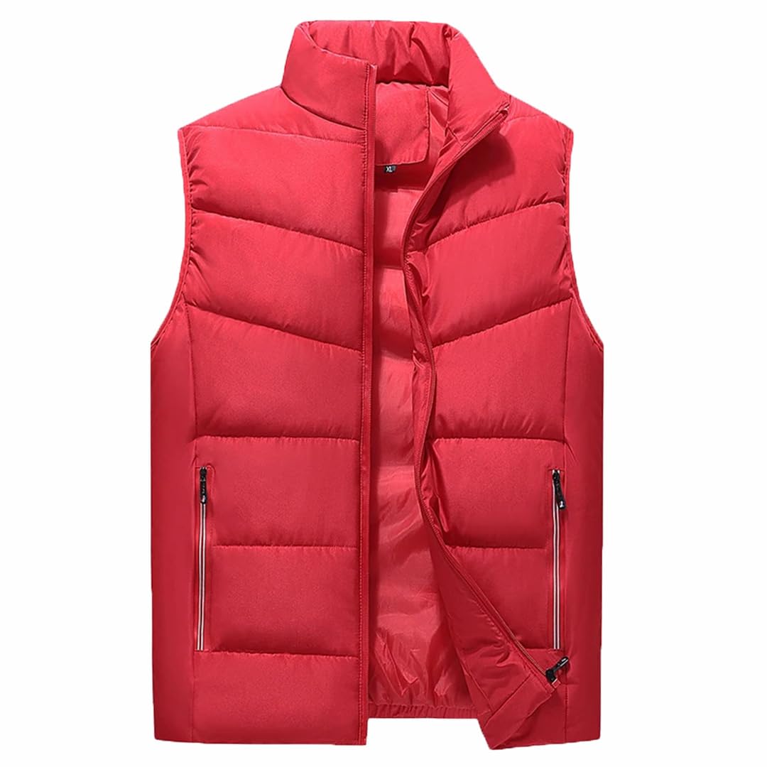 Moda uomo caldo gilet casual senza maniche cotone cerniera risvolto collare gilet