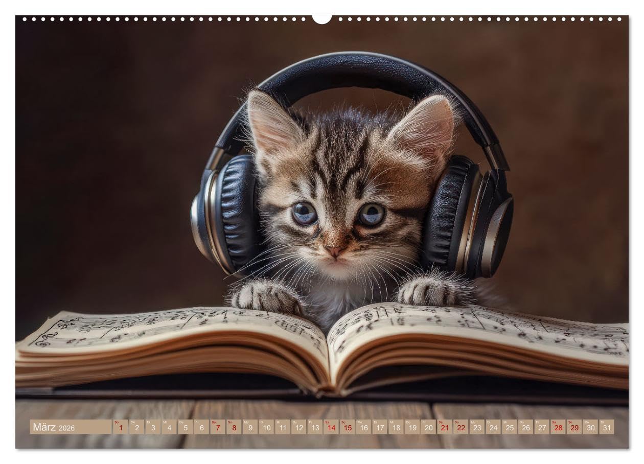 Miau-sikalische Momente (hochwertiger Premium Wandkalender 2026 DIN A2 quer), Kunstdruck in Hochglanz: Katzenkonzert: Süße Melodien kleiner Pfoten (CALVENDO Tiere)