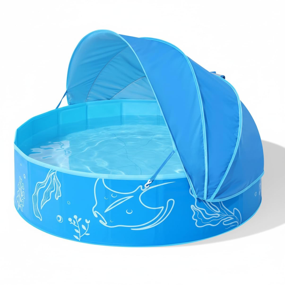 Kinderpool für 4-8-Jährige, faltbar, mit UPF 50+ belüftetem Sonnendach, tragbar, für Kleinkinder von 1-3 Jahren, ideal für Garten und Strand