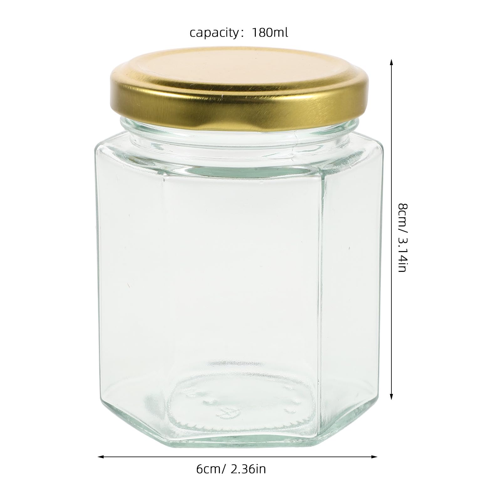 Operitacx 8 frascos de vidrio hexagonales pequeños con tapa, mini recipientes para miel, botellas de almacenamiento de mermelada a prueba de fugas de 180 ml/6 oz para salsa de chile, miel, mermeladas,