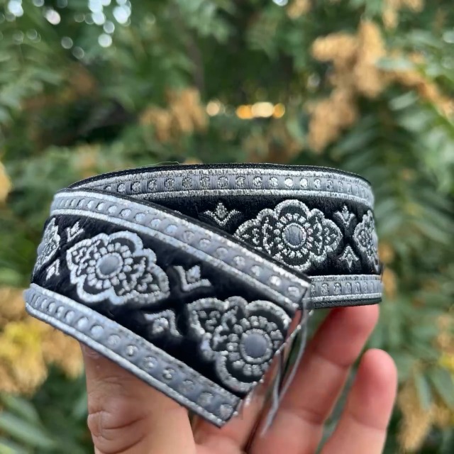 35 mm Grey Renaissance Motive Ribbon (1.37 inches), European