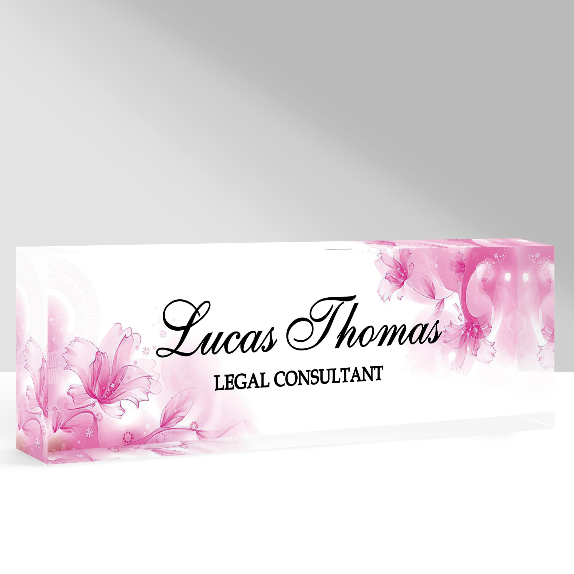 GifXify Custom Name Plate for Desk, Personalized Acrylic Office Name Sign with Name & Title, Elegant Desk Decor for Women Men, Employee Appreciation Gift (Pink-1)