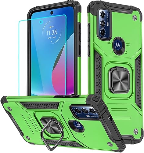Funda para Moto G Play 2023, Motorola G Play 2023 con protector de pantalla HD, soporte giratorio de grado militar de 360 (resistente), fundas