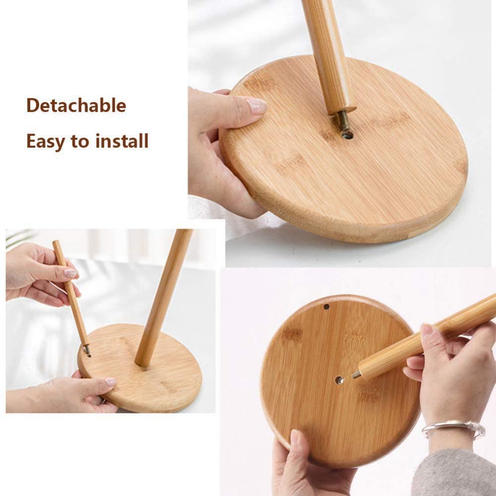 LYGSWDB Portarrollos de Papel higiénico, Soporte para Papel de Cocina de bambú, Organizador de Soporte para Rollo, Colgador de pañuelos con Ventosa para baño, Toalla, 2 uds.