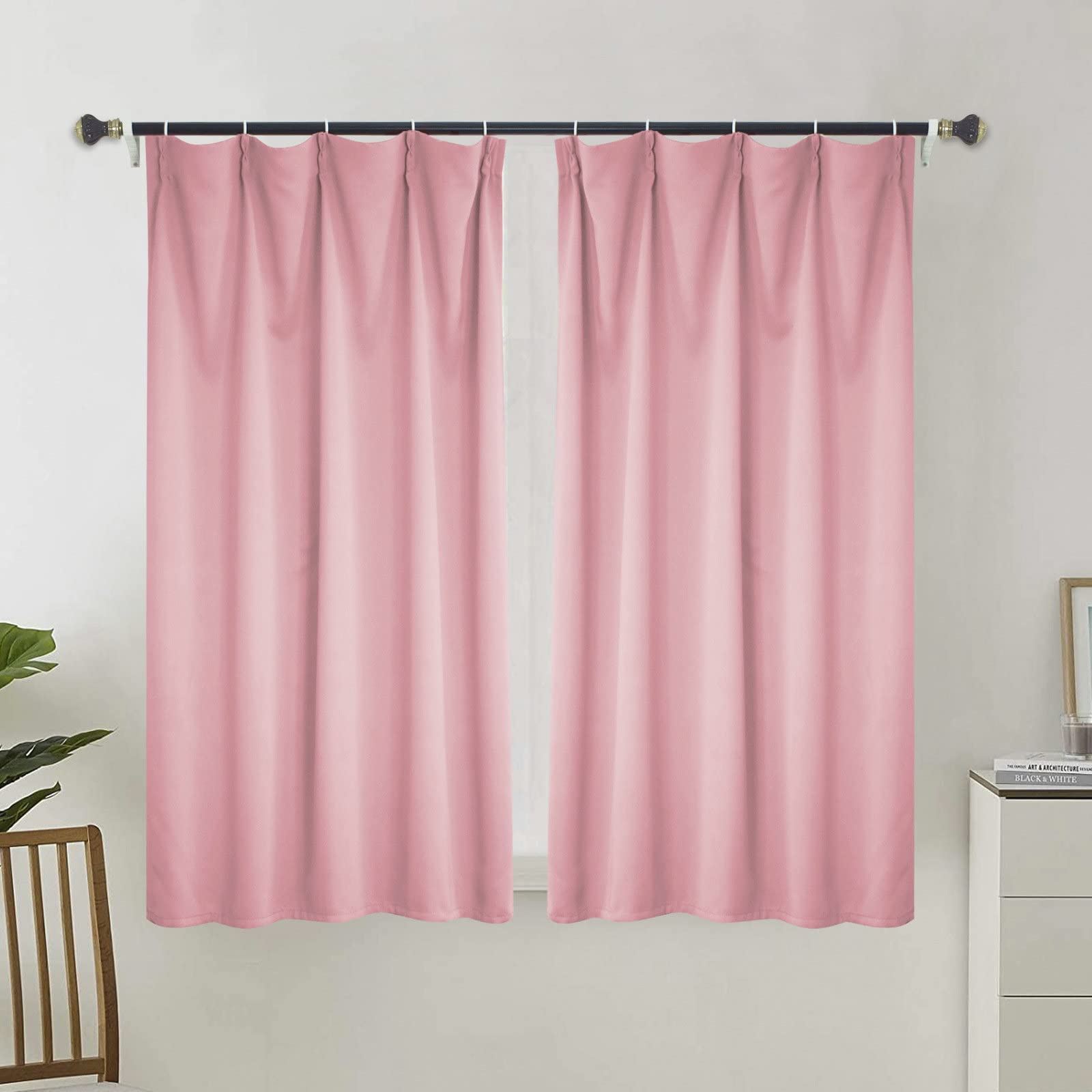 Aeici Zasłona termoizolacyjna, zasłona do salonu 100x110 cm Zestaw 2 Czystego Koloru, Poliester, Różowy