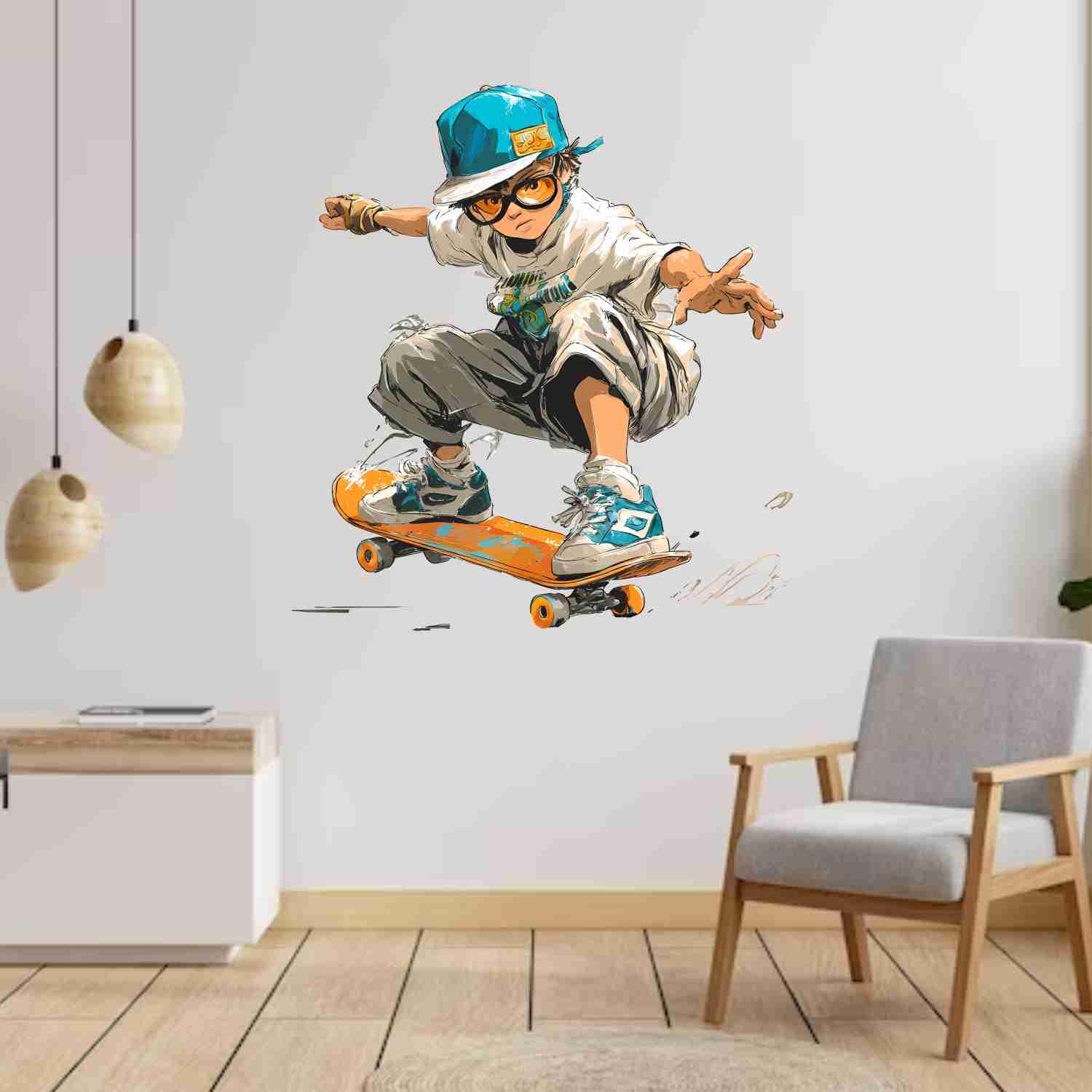 GovardhanSons Cool Skater Cartoon Wall Sticker 43x60 cm Vinyl Self
