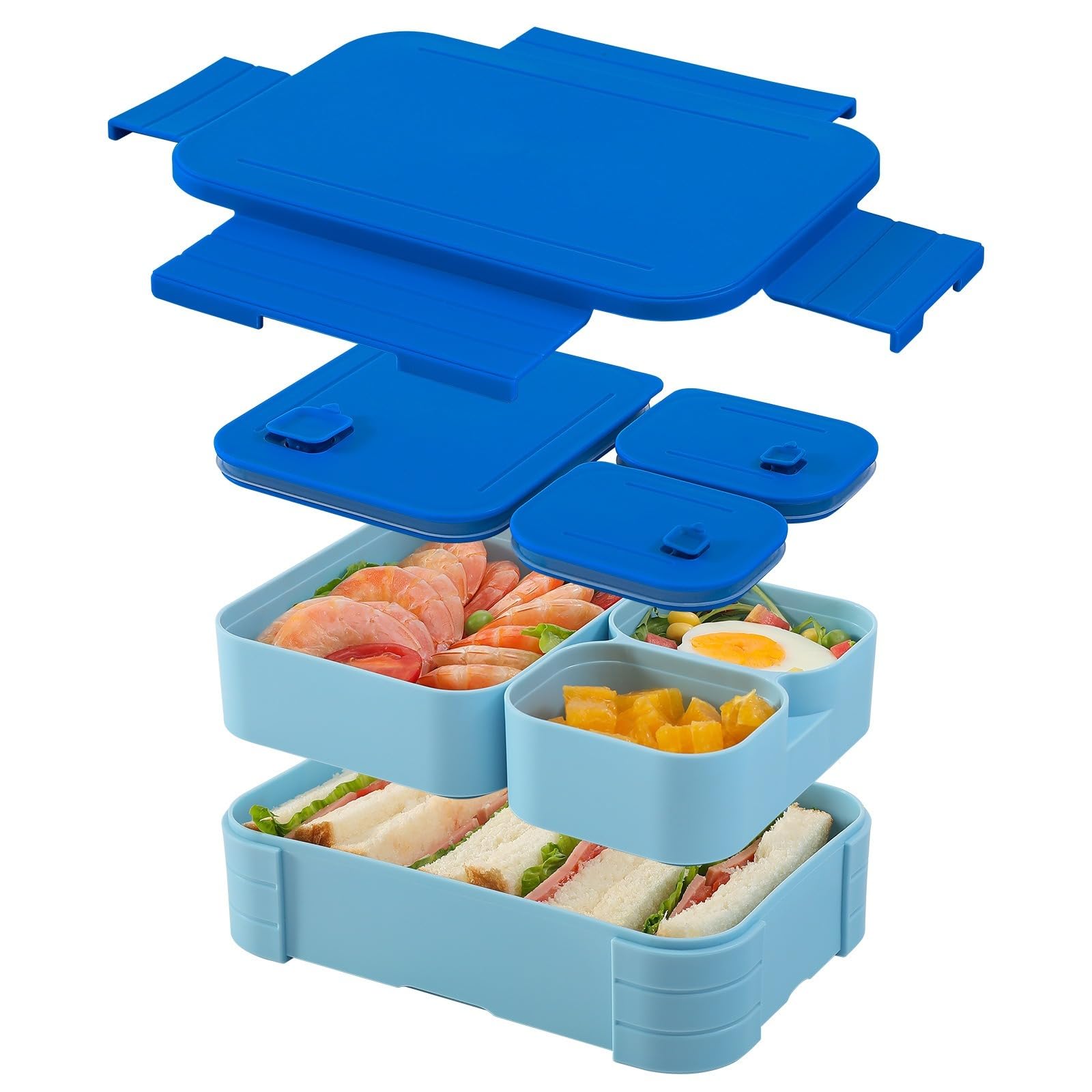 Mfwamcafk Deep Blue Plastic Bento Box, Microwave Safe Meal Prep Containers For Work
