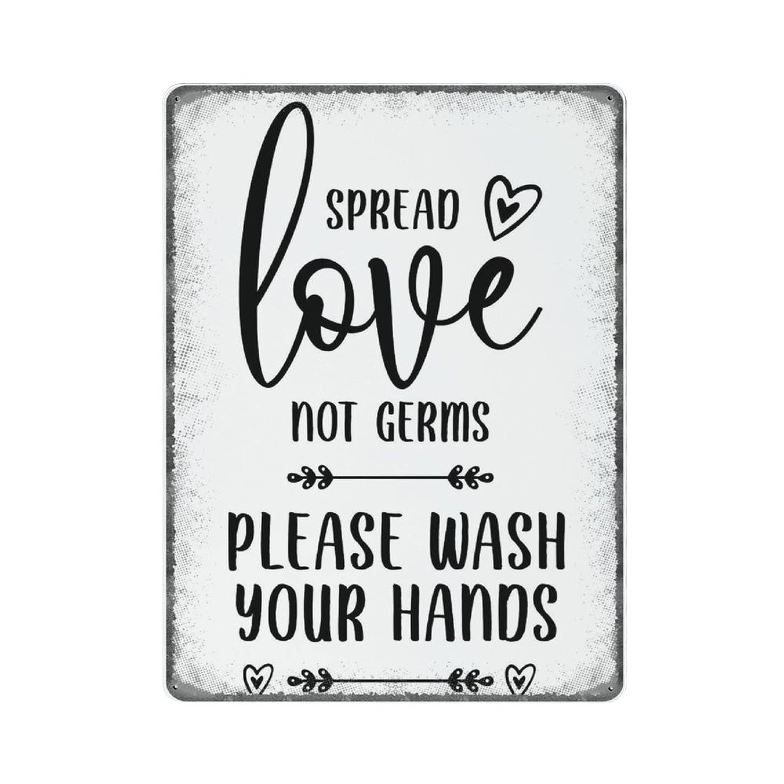 rayprint Spread LoveGerms, Please Wash Your Hands Printable Sign in Black And White Vintage Poster Metal Tin Signs Wall Decor Bar Club Novelty Funny Kitchen gifts for mom Dad, 30X40cm