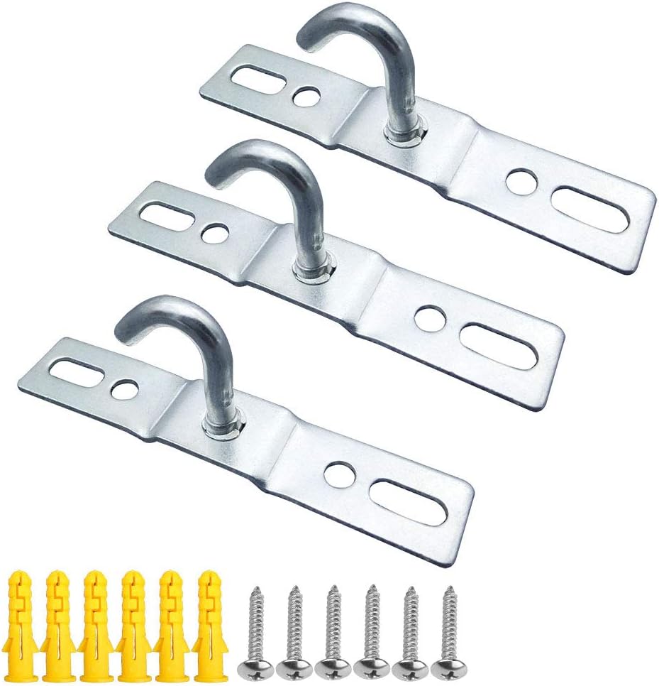 MZMing [3 Pack Ceiling Hook 95mm Ceiling Light Base Plate Chandelier Hook Screws Mount Heavy Duty Iron Galvanized Pendant Fitting for European Lamps Ceiling Fans Flower Basket Decoration Holder