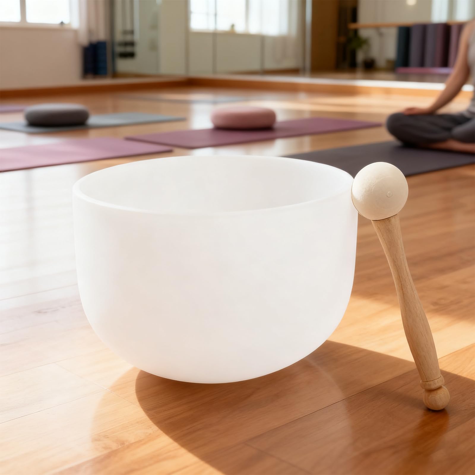 Campana tibetana portatile, 440 Hz, 20,3 cm, in cristallo di quarzo, nota F, cuore chakra, campana tibetana con O-ring e battente, campane tibetane in cristallo per meditazione, yoga, consapevolezza