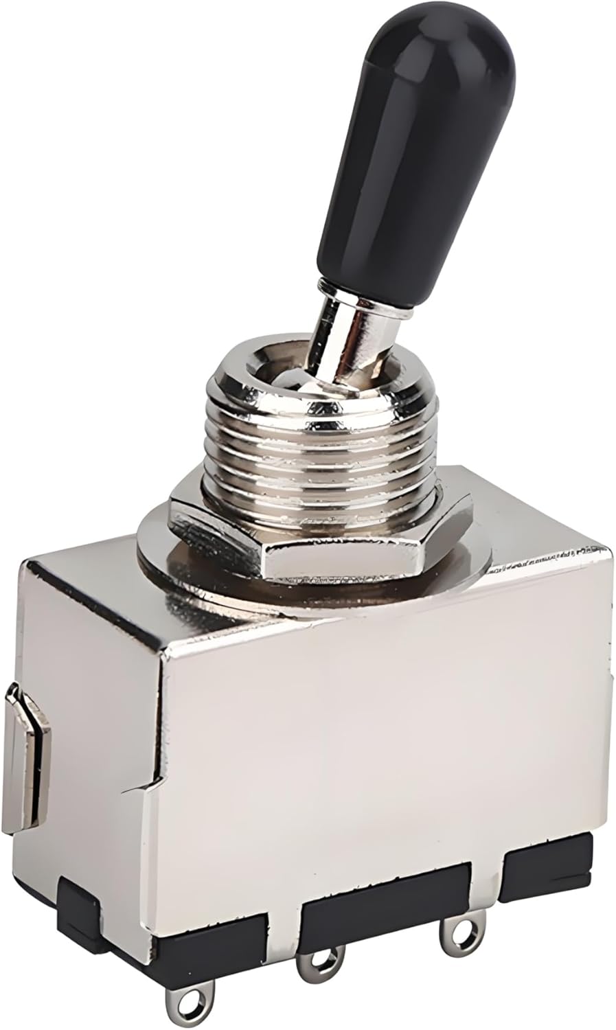 Guitar 3 Way Toggle Switch, Metal Enclosed 3 Way Selector Switch with Black Brass Tip Knob Replacement Part for Style Electric Guitar