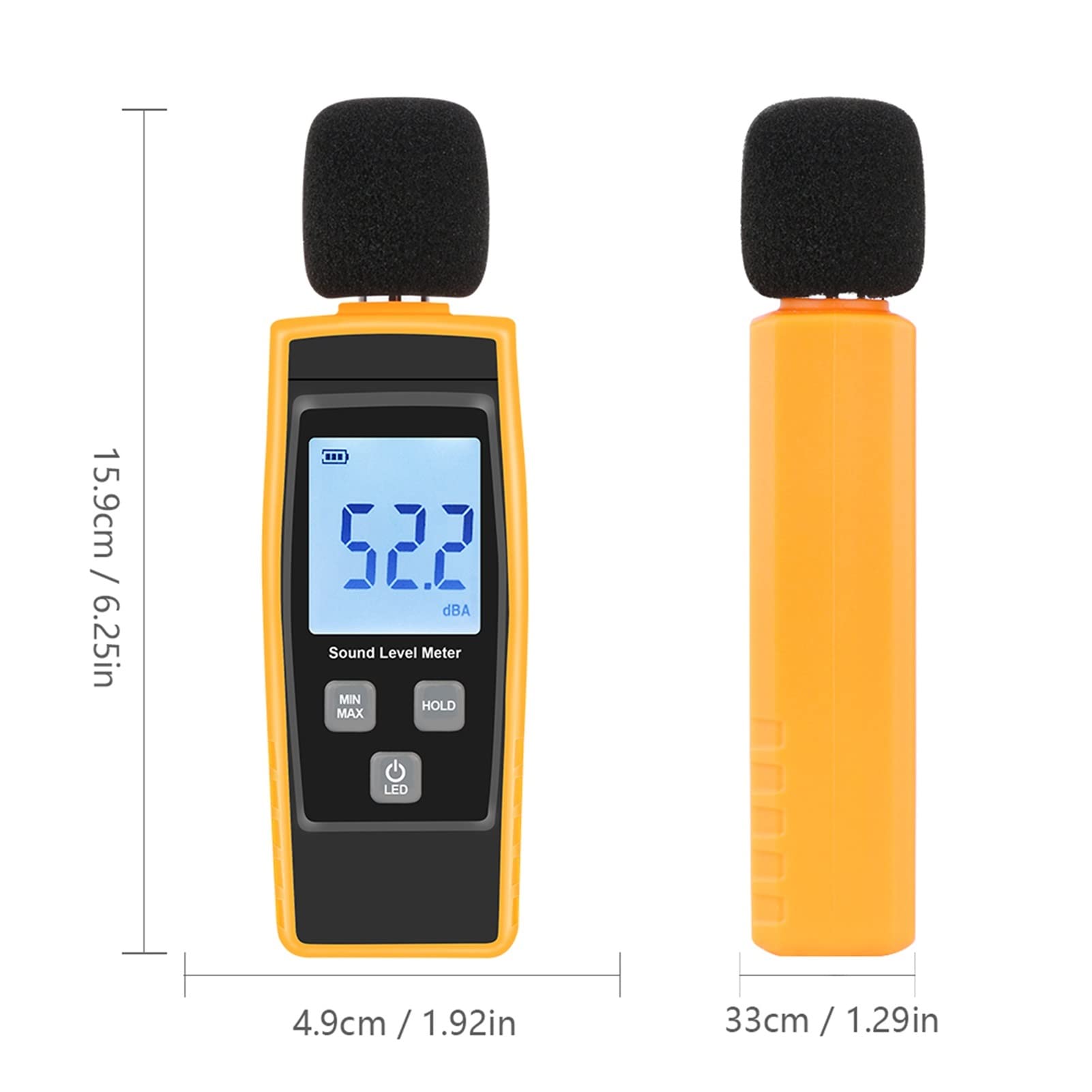 Sonómetro. Medidor de ruido portátil de 30-130 dB, alarma, medidor de ruido digital, monitor de decibelios, prueba for monitoreo de contaminación acústica