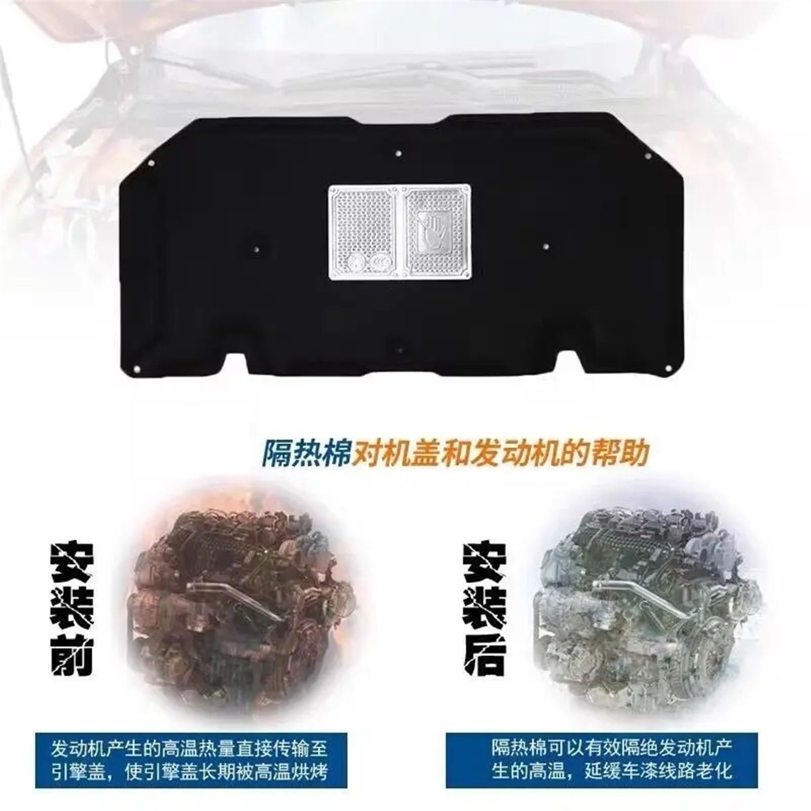 Amazon.com: Car Engine Hood Pad Front Bonnet Heat Insulation