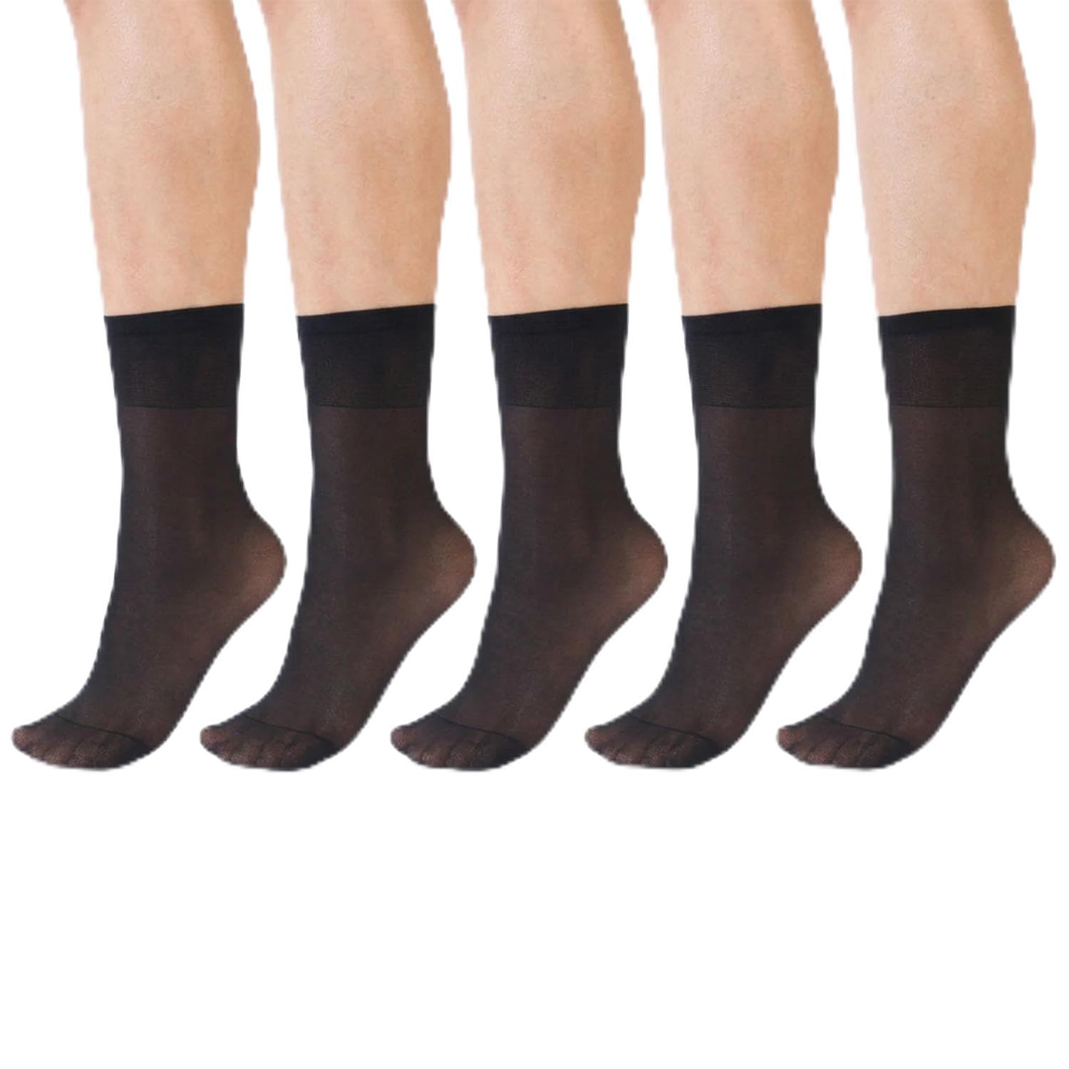 Ultra-Thin Transparent Nylon Sheer Socks (Pack of 5)-image-26