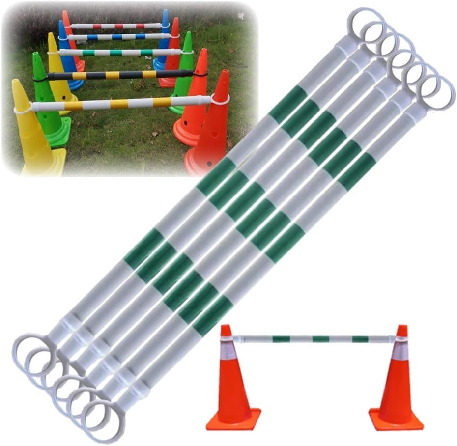 Telescopic Safety Barricade Pole - Retractable Reflective Traffic Cone Bar, Adjustable 4.1-6.56 Feet, Multicolor Red & White, 5-Pack for Event Safety and Crowd Control