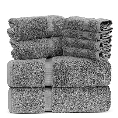 Luxus Spa und Hotel Qualität Premium türkisches 8-teiliges Handtuch-Set (2 x Badetücher, 2 x Handtücher, 4 x Waschlappen…