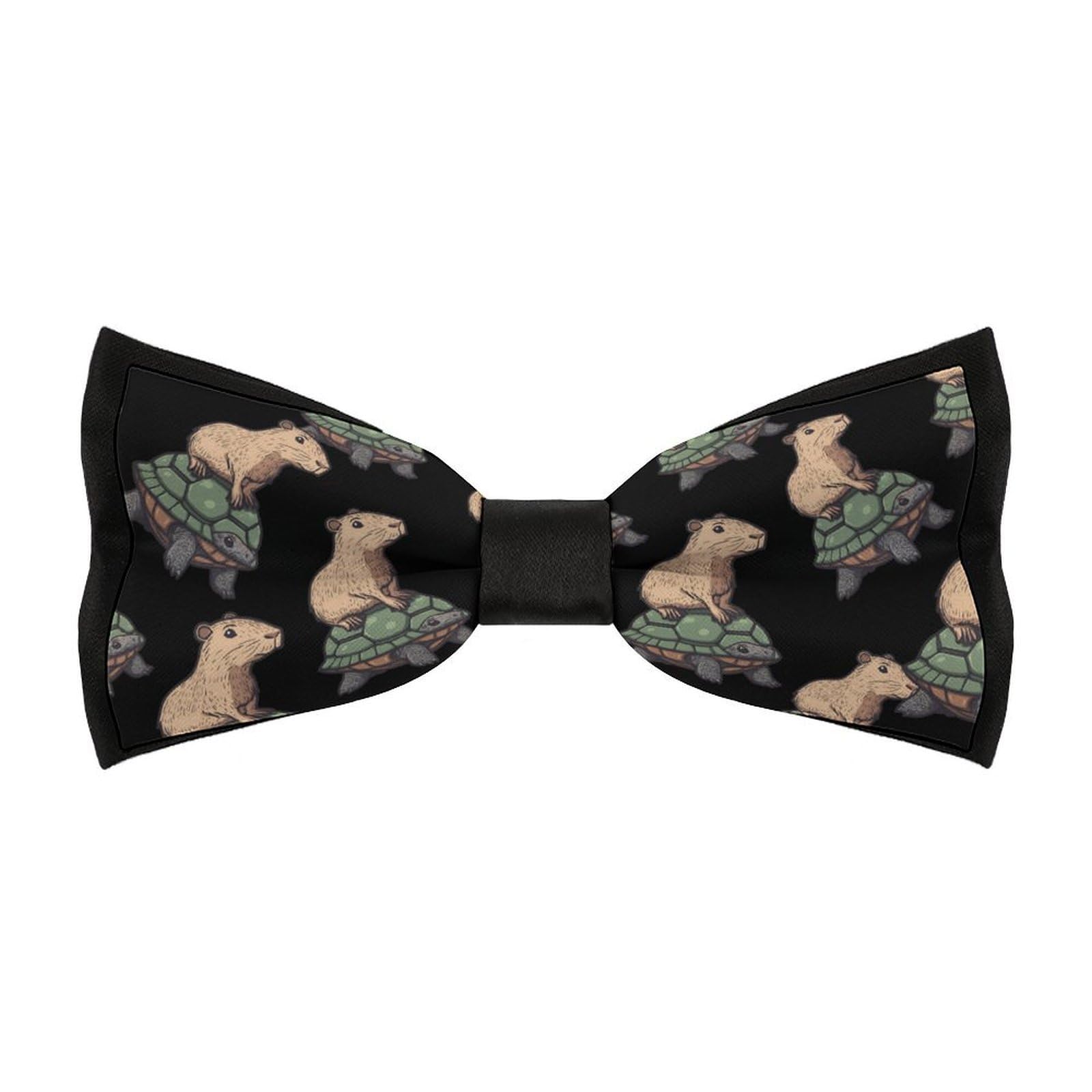 Hlbsdm Men's Black Turtles Capybara Classic Bow Ties For Adjustable Pre-Tied Bowties Formal Business Wedding