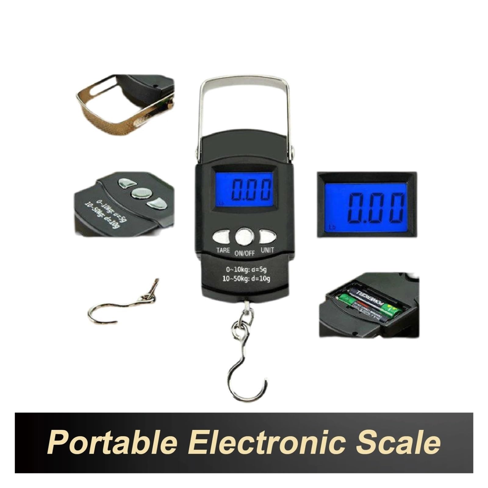 Bilancia sospesa digitale LCD, bilancia con gancio portatile da 50 kg | Bilancia da pesca for bagagli