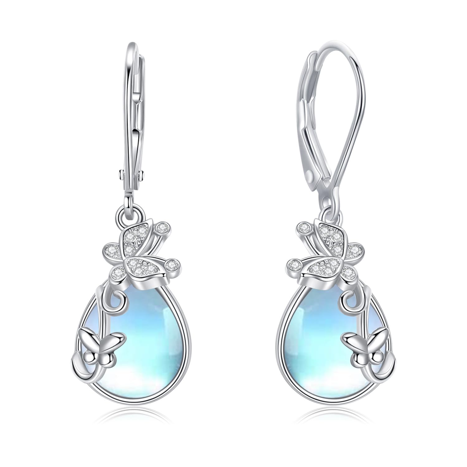StoryMidir ピアス ムーンストーン 揺れるピアス 蝶々 シルバー925…