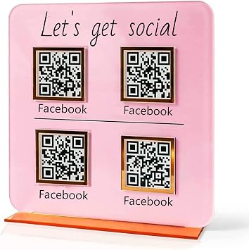Custom 3D Multi QR Code Social Media Sign Personalized Venmo Instagram Business Scan to Pay Plaque Salon Beauty Signs Hairdressers Beautician Sign Lets Get Social Acrylic